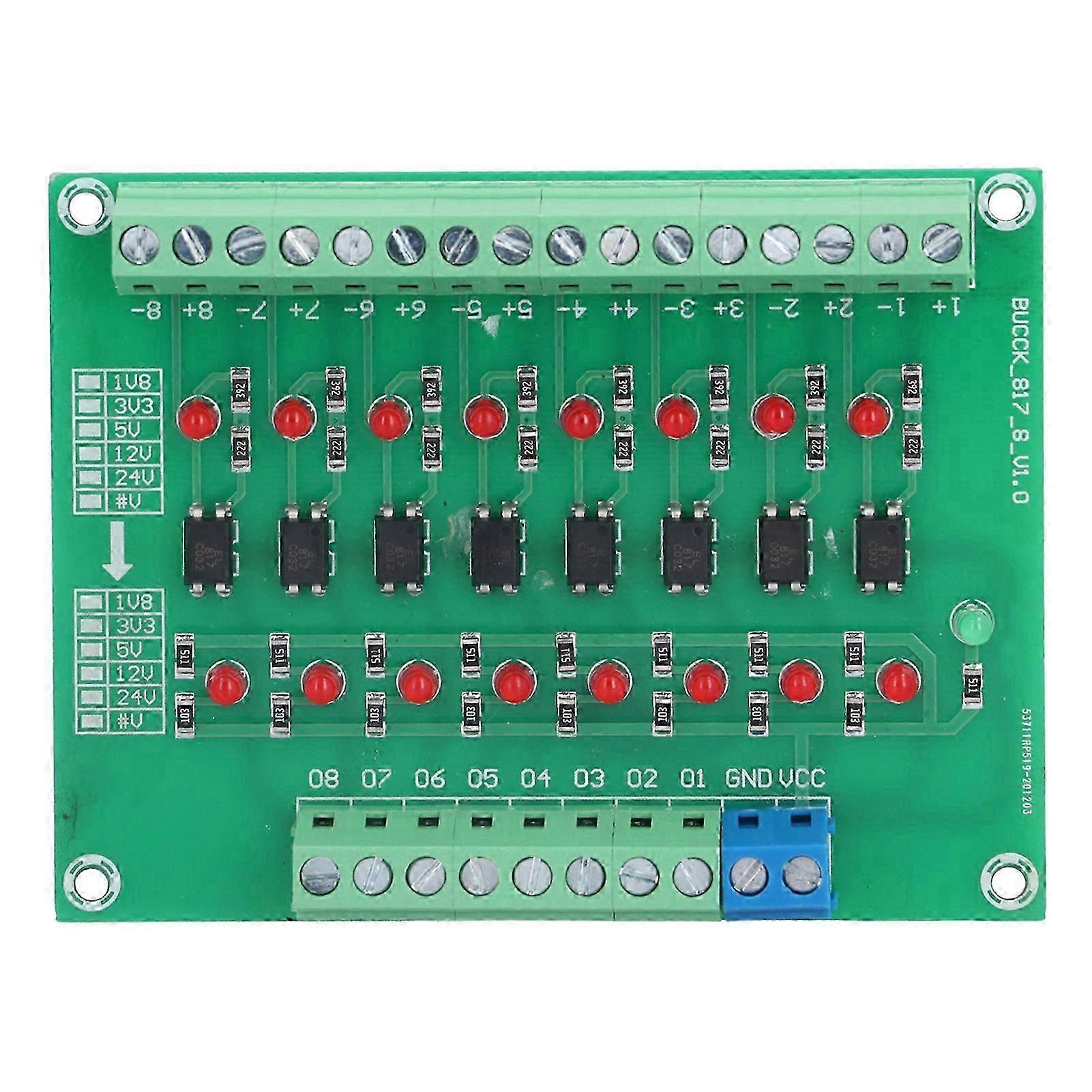 Optical Isolation Module 24V to 5V 8 Channel Optocoupler PLC Signal Converter Board