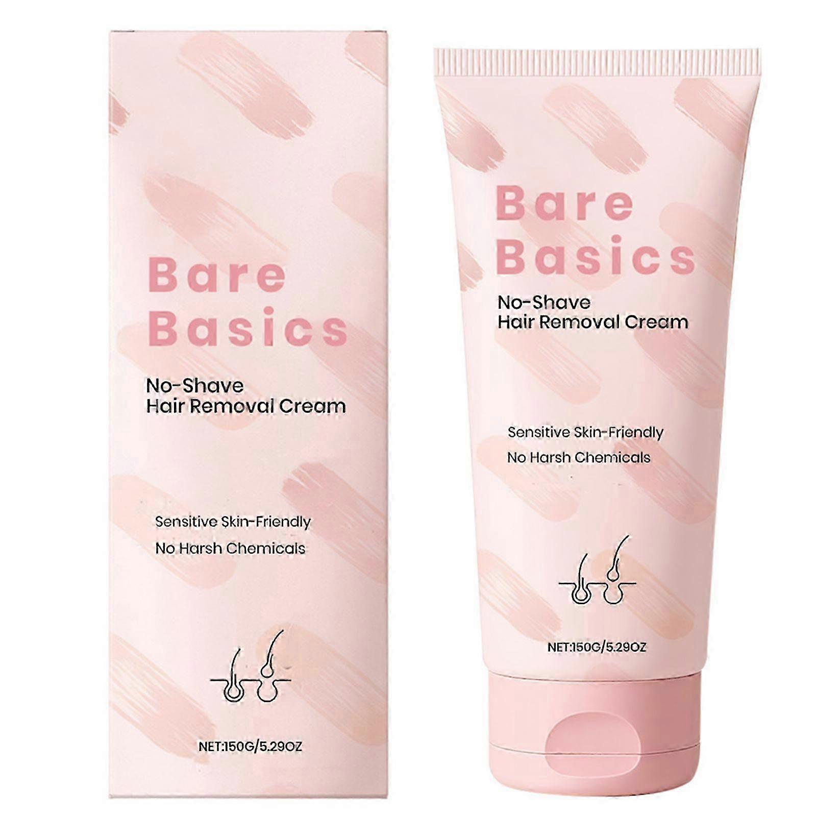 for Bare Basics No Shave Hair Removal Cream for Sensitive Skin 150g Fast Gentle Depilatory for Soft Smooth Skin-jc