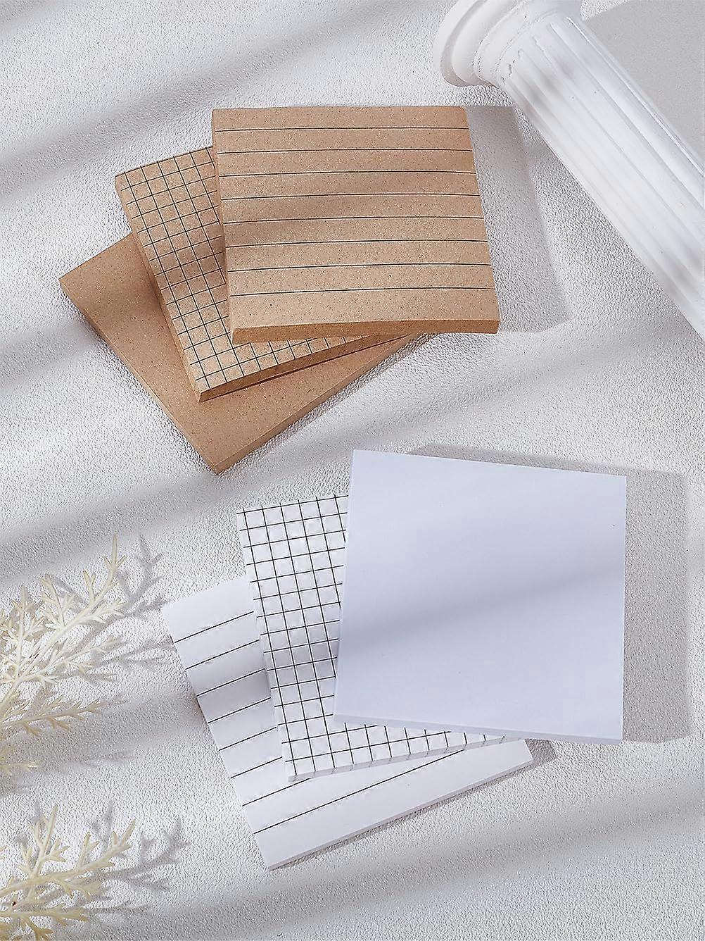 6Pcs Lined Paper Sticky Notes Sticker Tabs Self-Stick Notepads Divider Tabs Writing Memo Pads Easy to Post for Reminder Stationery Office School Class