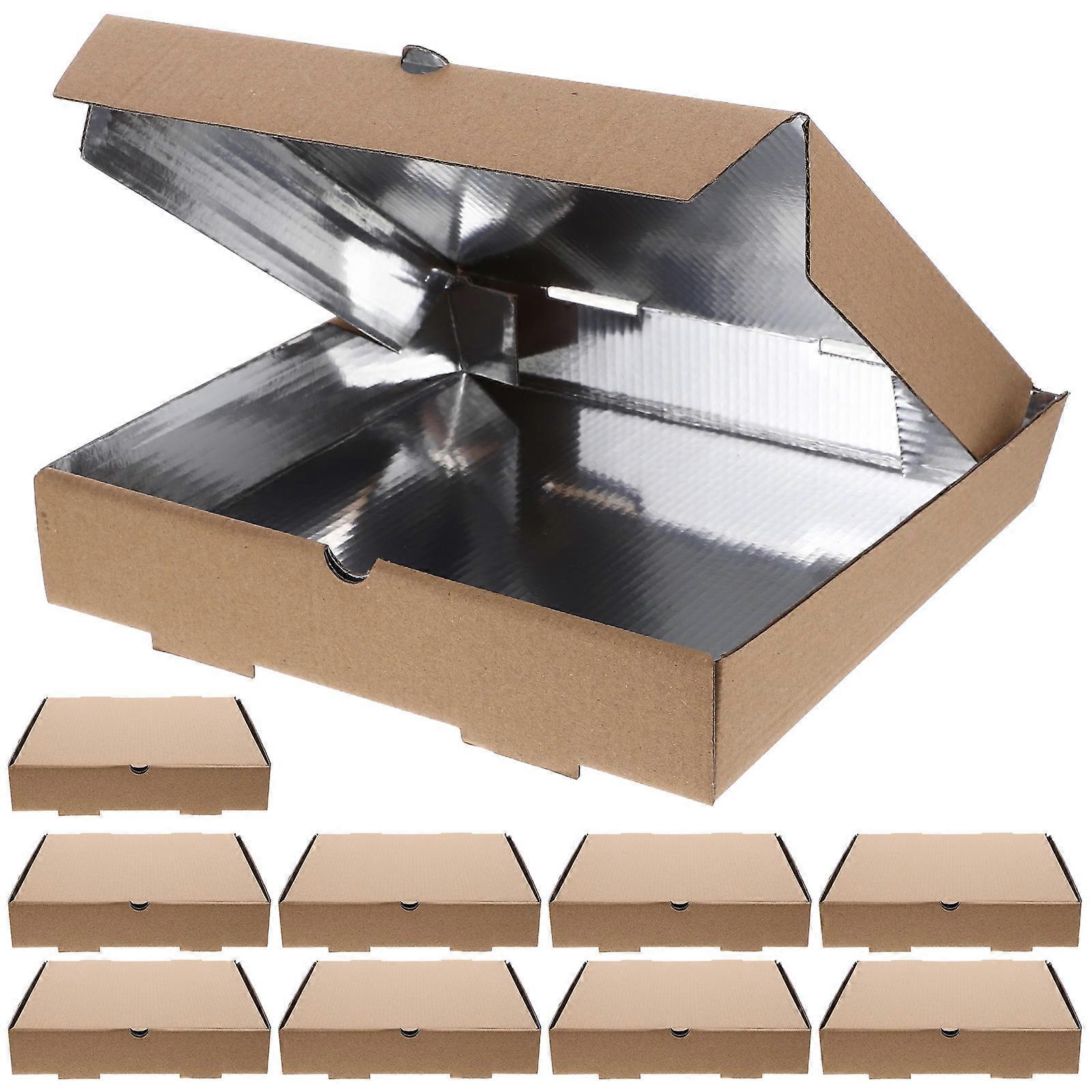 Multi-Function Pizza Boxes Corrugated Cardboard Picnic Convenient Assembly Light Brown 10Pcs