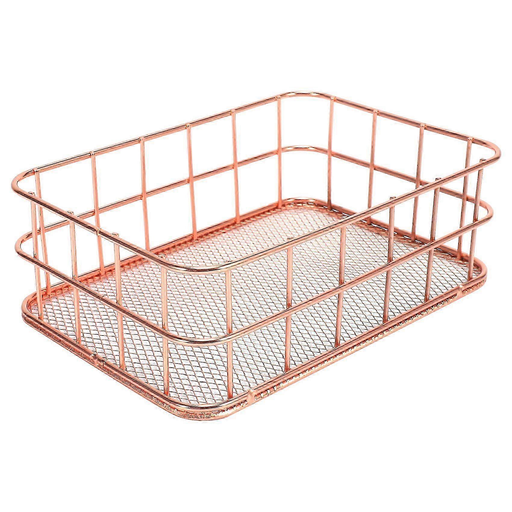Desktop Metal Storage Basket Storage Box Iron Grid Storage Tray Net Basket Storage Bins Storage Bask