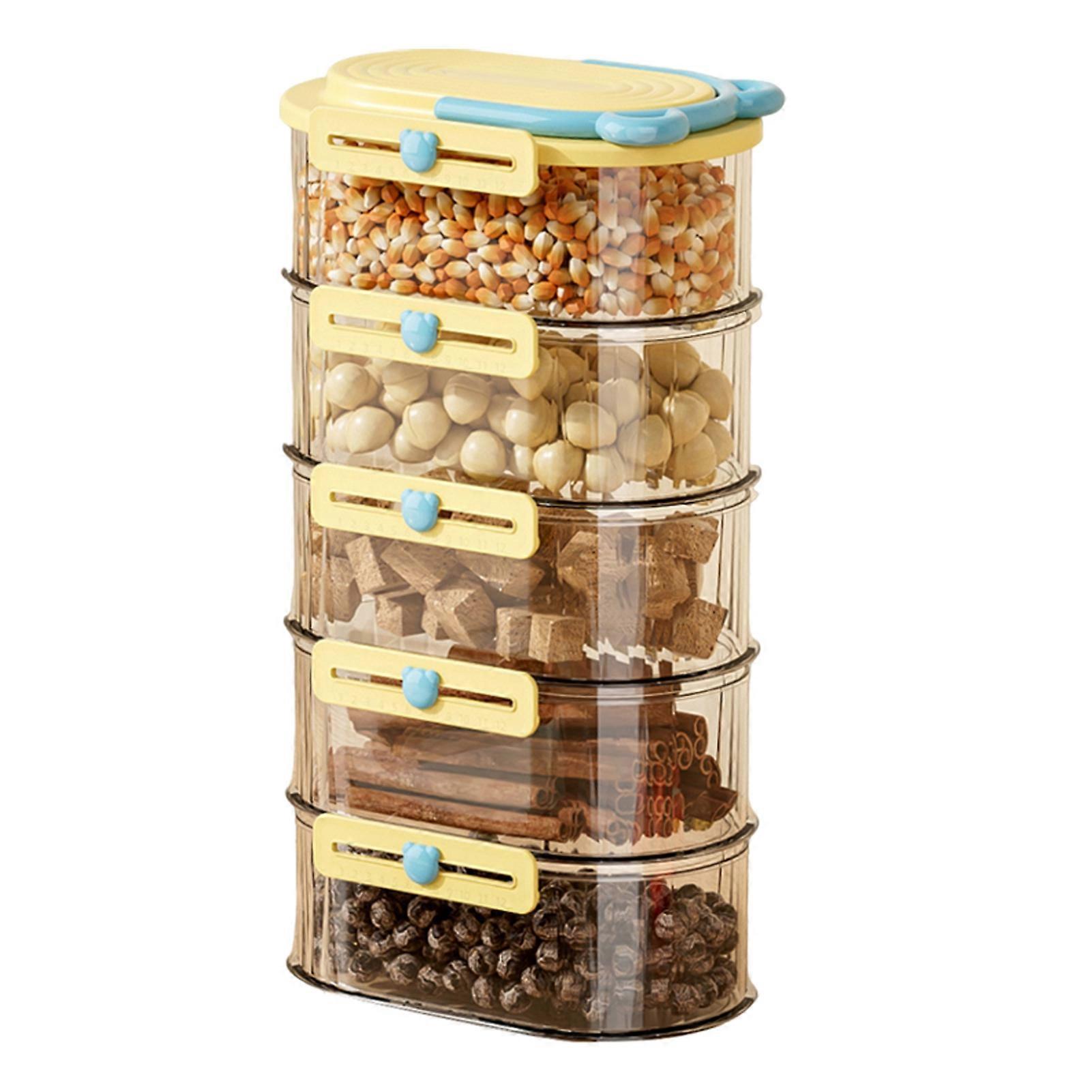 3/4/5Pcs Sealed Jar Stacked Spice Storage Box Set Compact Design Clear Spice Storage Bins Spice