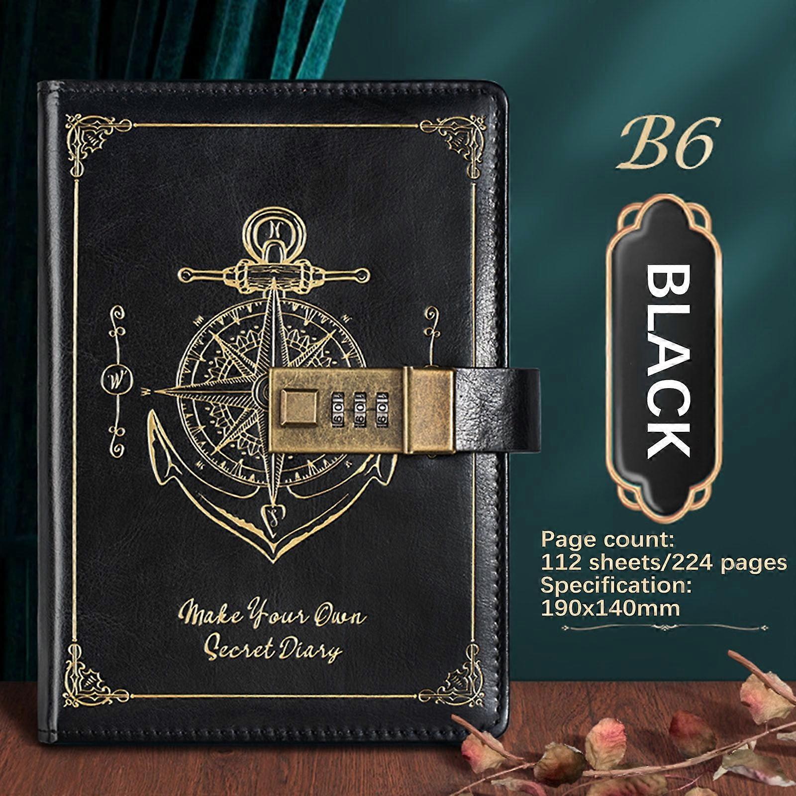 Lmueinov Retro Password Notebook With Lock B10 Leather Notebook Students Beautiful Diary Notebook Notes Clearance