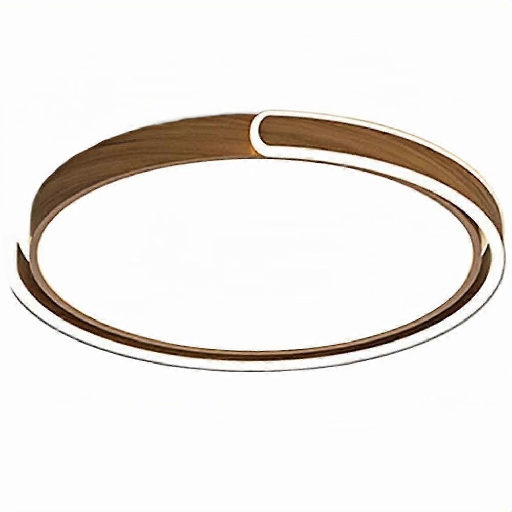 LED Flush Mount Ceiling Light 38cm Walnut, Dimmable 3000K6000K with Remote, Modern Energy Saving