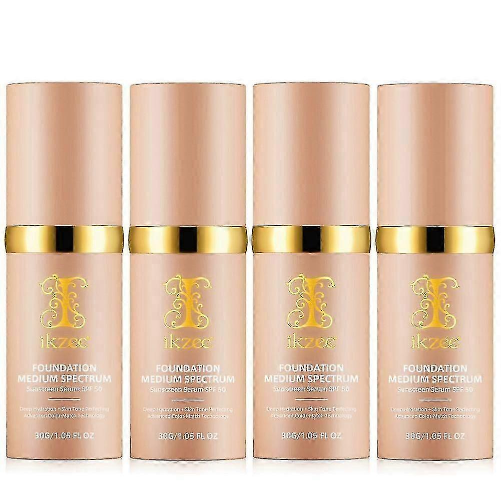 4 in 1 Foundation with SPF 50+, Hydrating Color Changing Foundation Longwearing & Waterproof, Medium Spectrum for Gym, Sport, Dancing