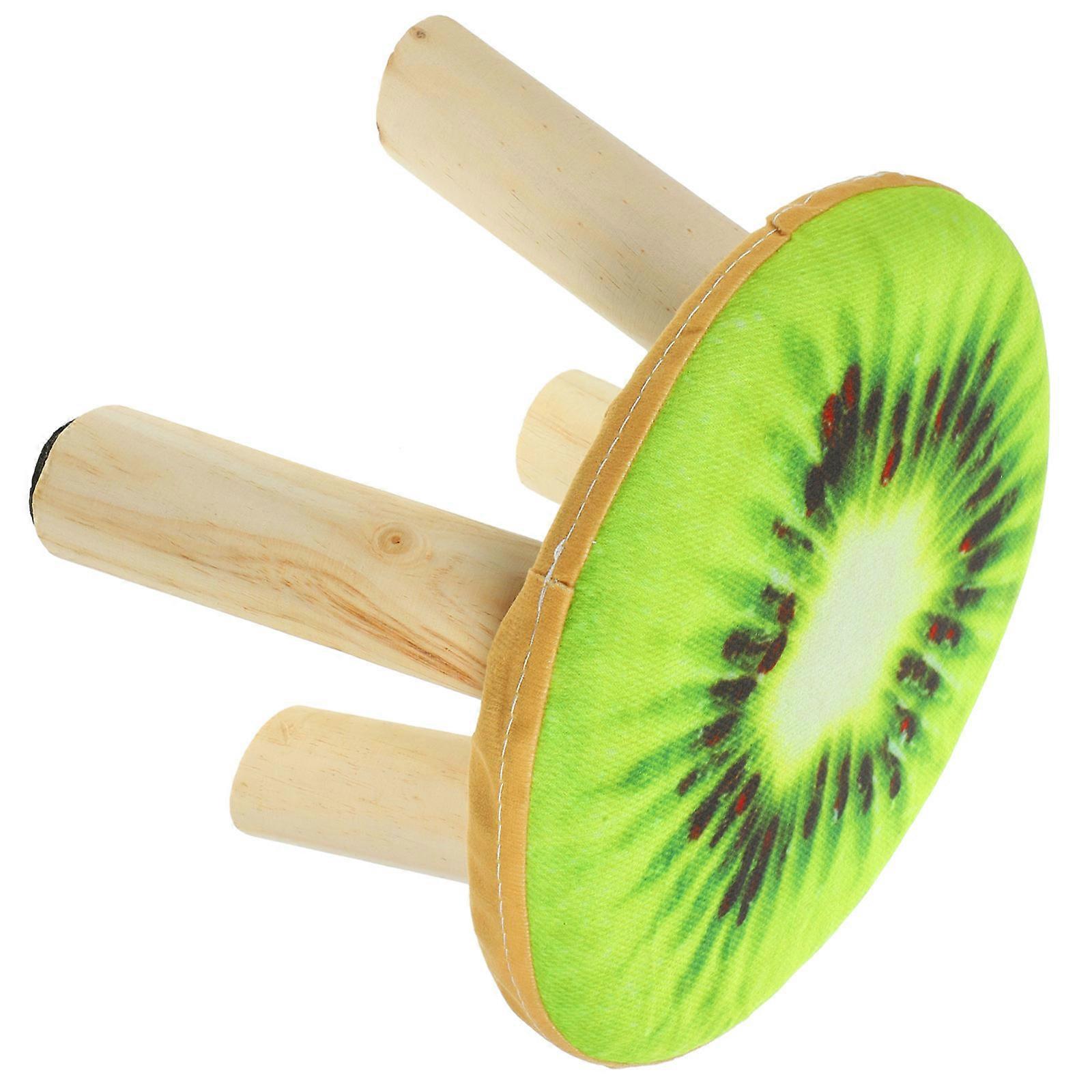 Small Wooden Stool for Home 2Pcs Solid Wood Stool with Fruit Pattern Seat