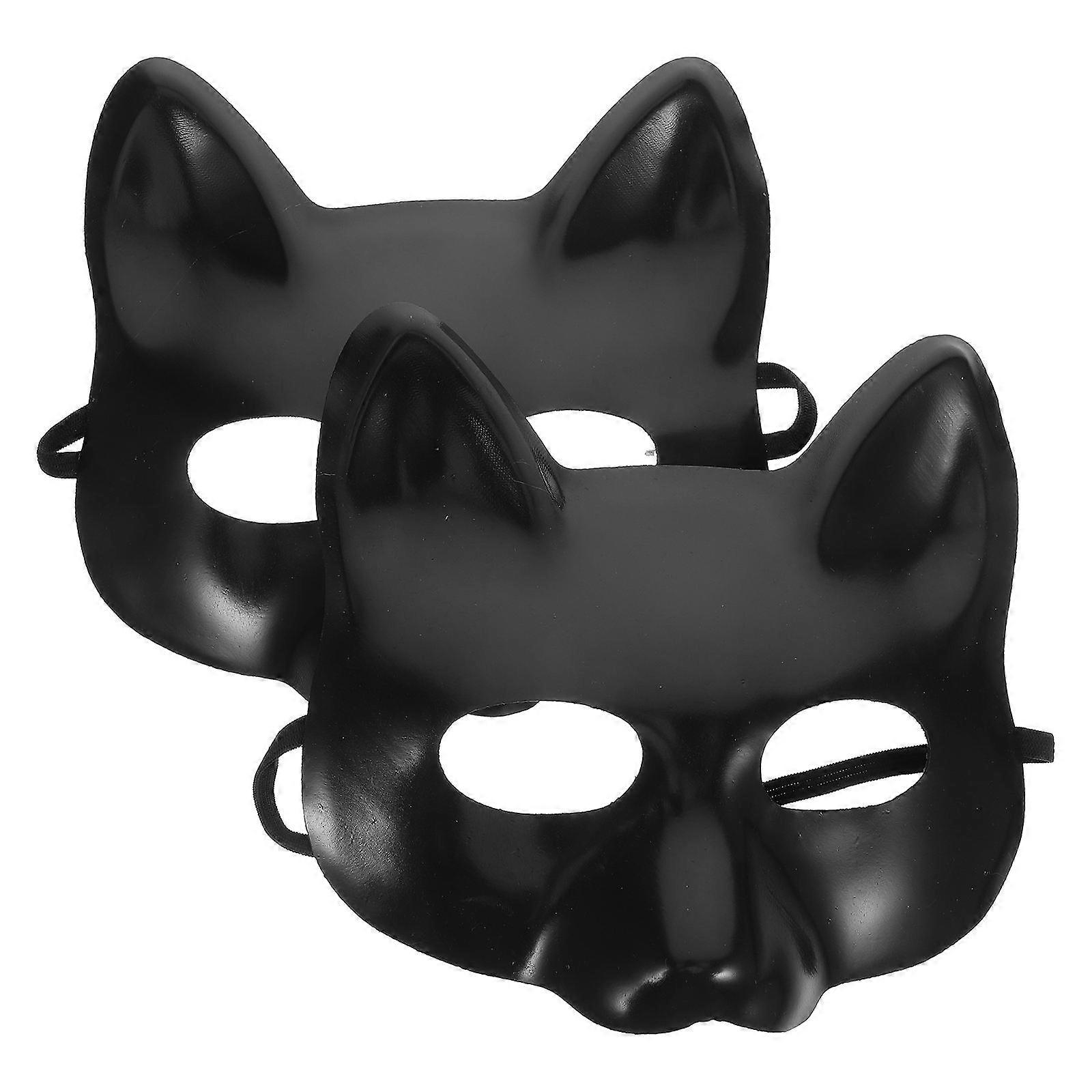 Blank Cat Mask Halloween Masks for DIY Use 2Pcs Paper Masks