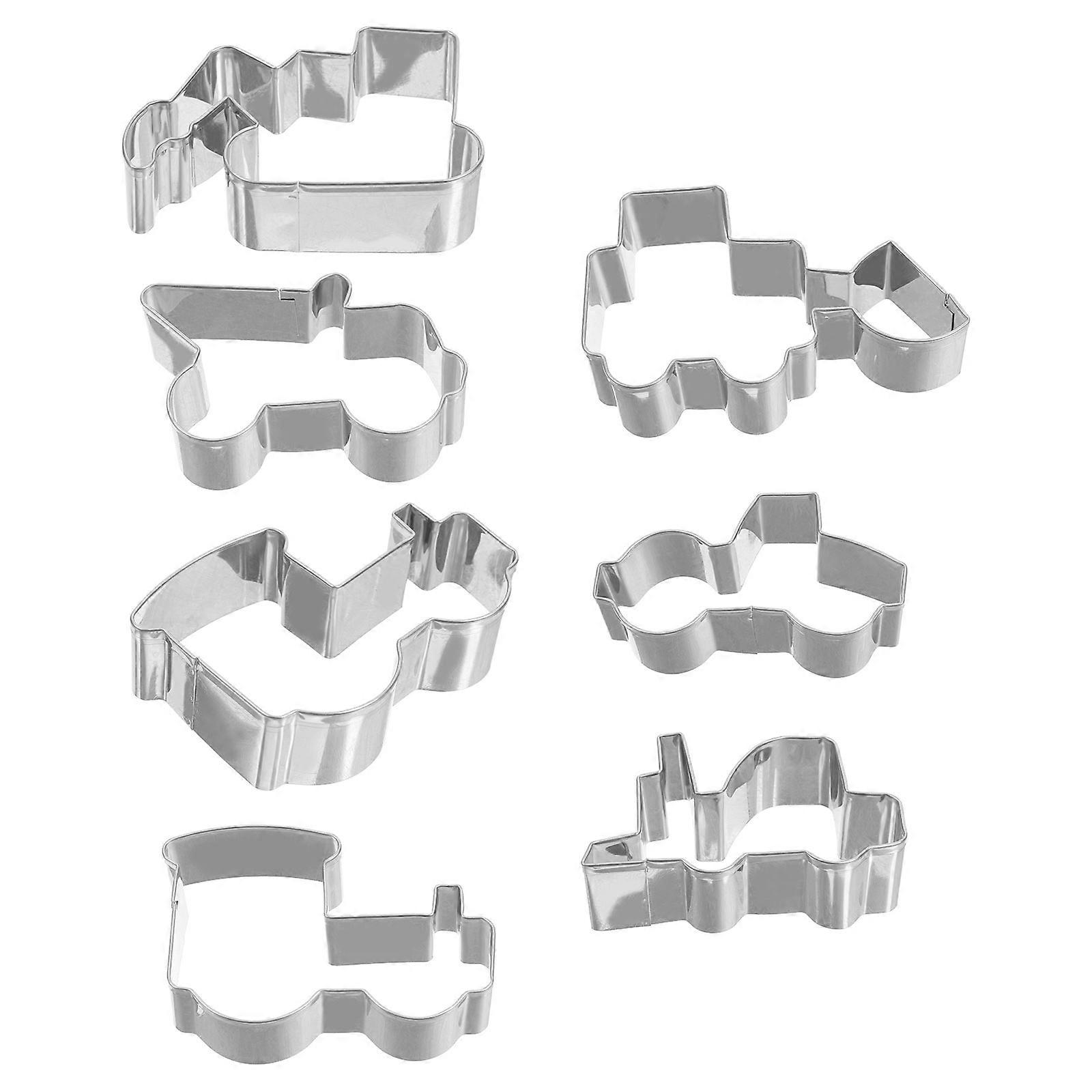 7Pcs Construction Vehicles Cookie Molds for Baking Stainless Steel Set