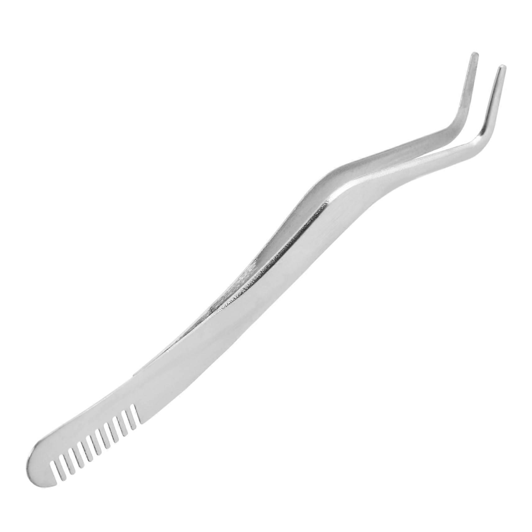 Professional Stainless Steel Eyelash Tweezers with Curved Tip False Eyelash Applicator and Lash Comb