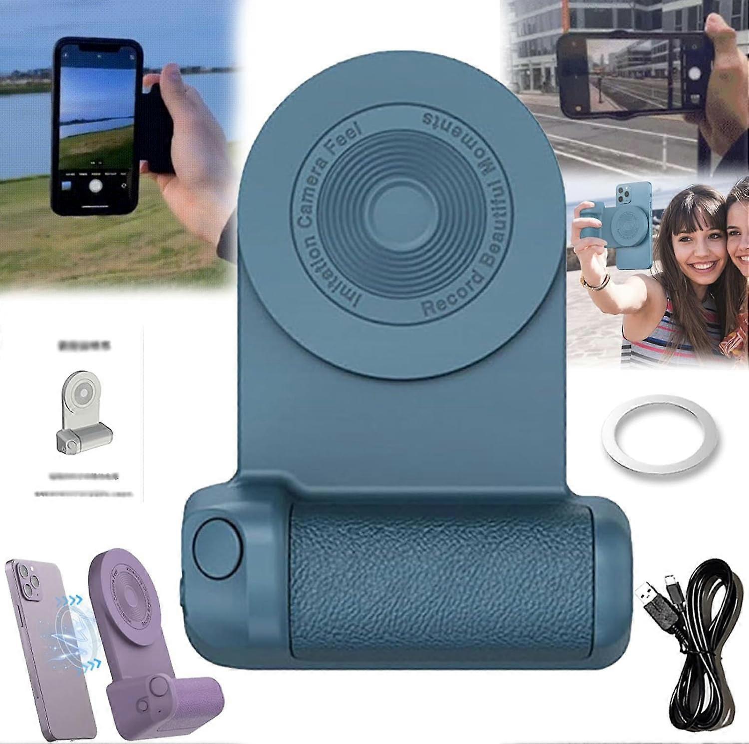 Photoklick Camera Grip, Magnetic Handle with Bluetooth, Elevopro Vlogger Pro Compatible, Stabilizer with Wireless Charging (Blue)