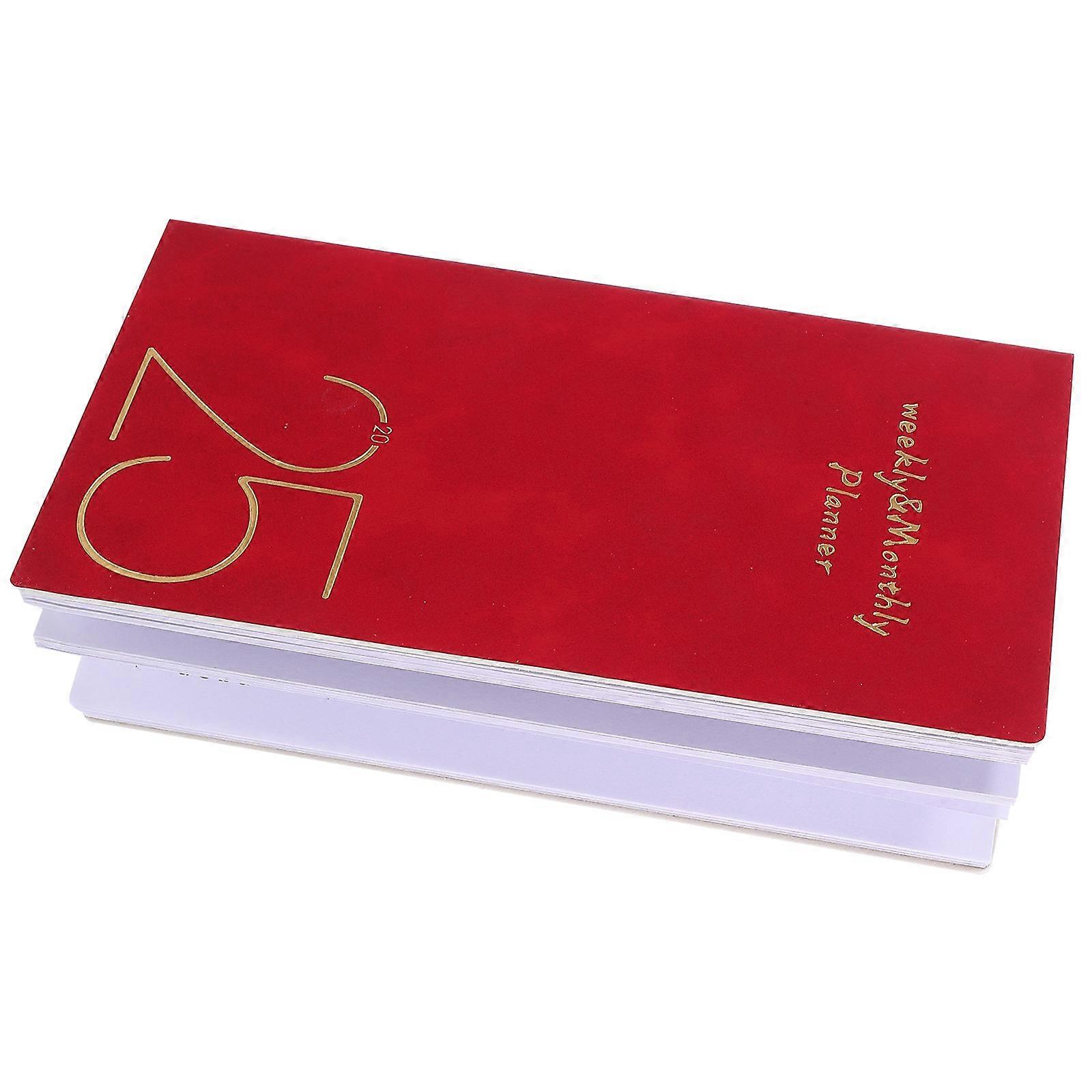 2025 Planners English Planner for Time Management Daily Use Red PU