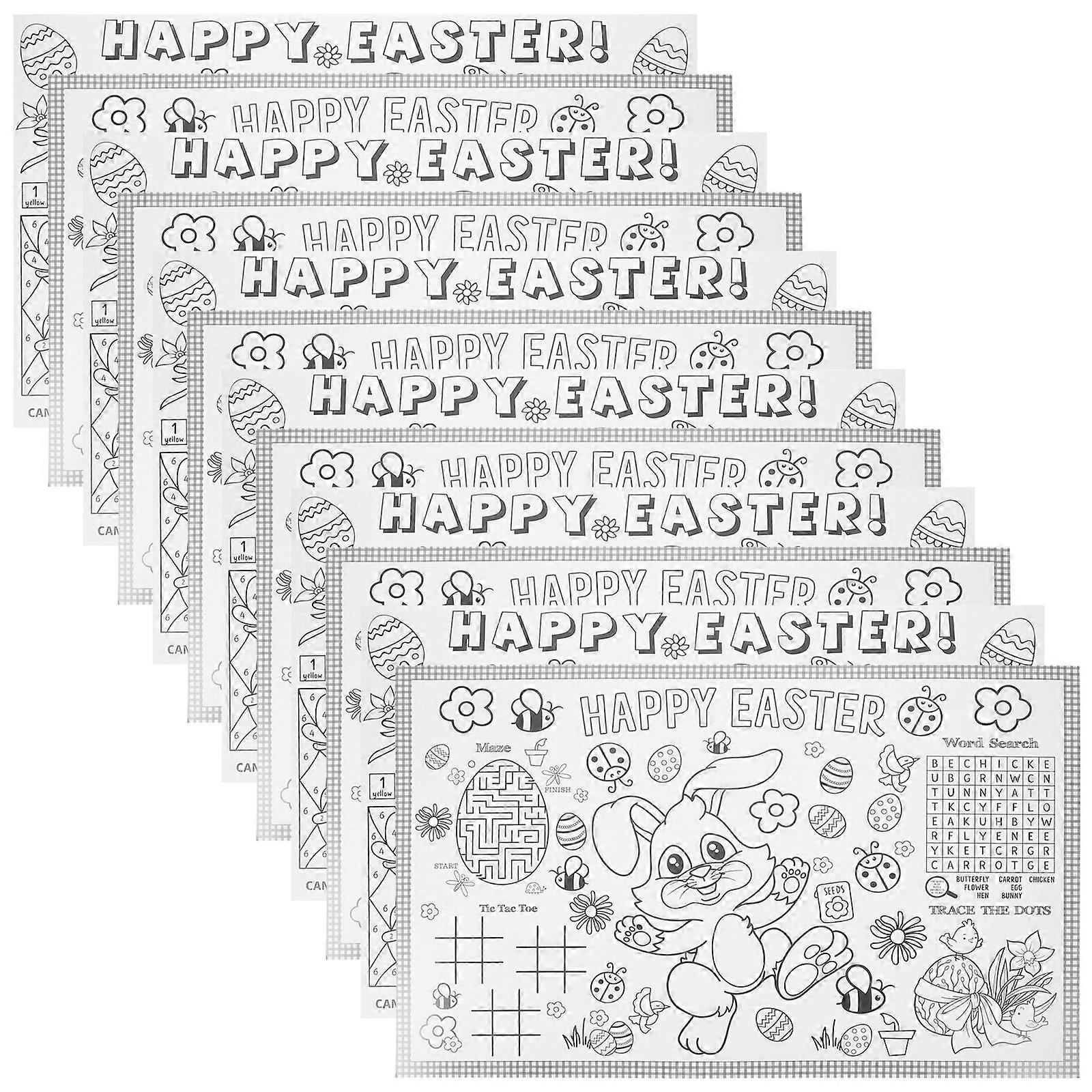 Kids Easter Paper Coloring Placemats for DIY Use 48Pcs