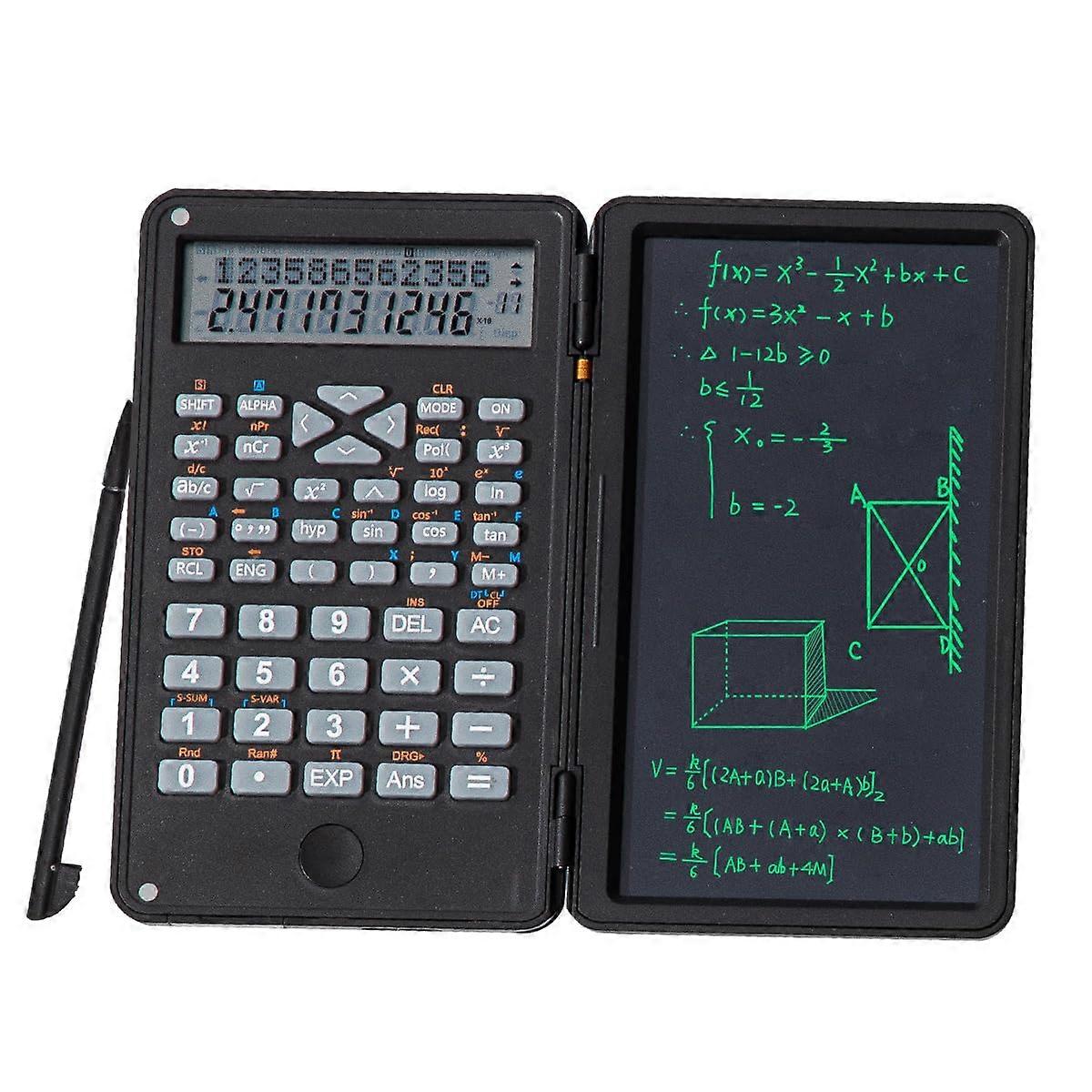Scientific Calculator with Writing Pad, 240 Functions, DualHD Display, Foldable Case, AntiDeletion Lock, Black for School and Engineering