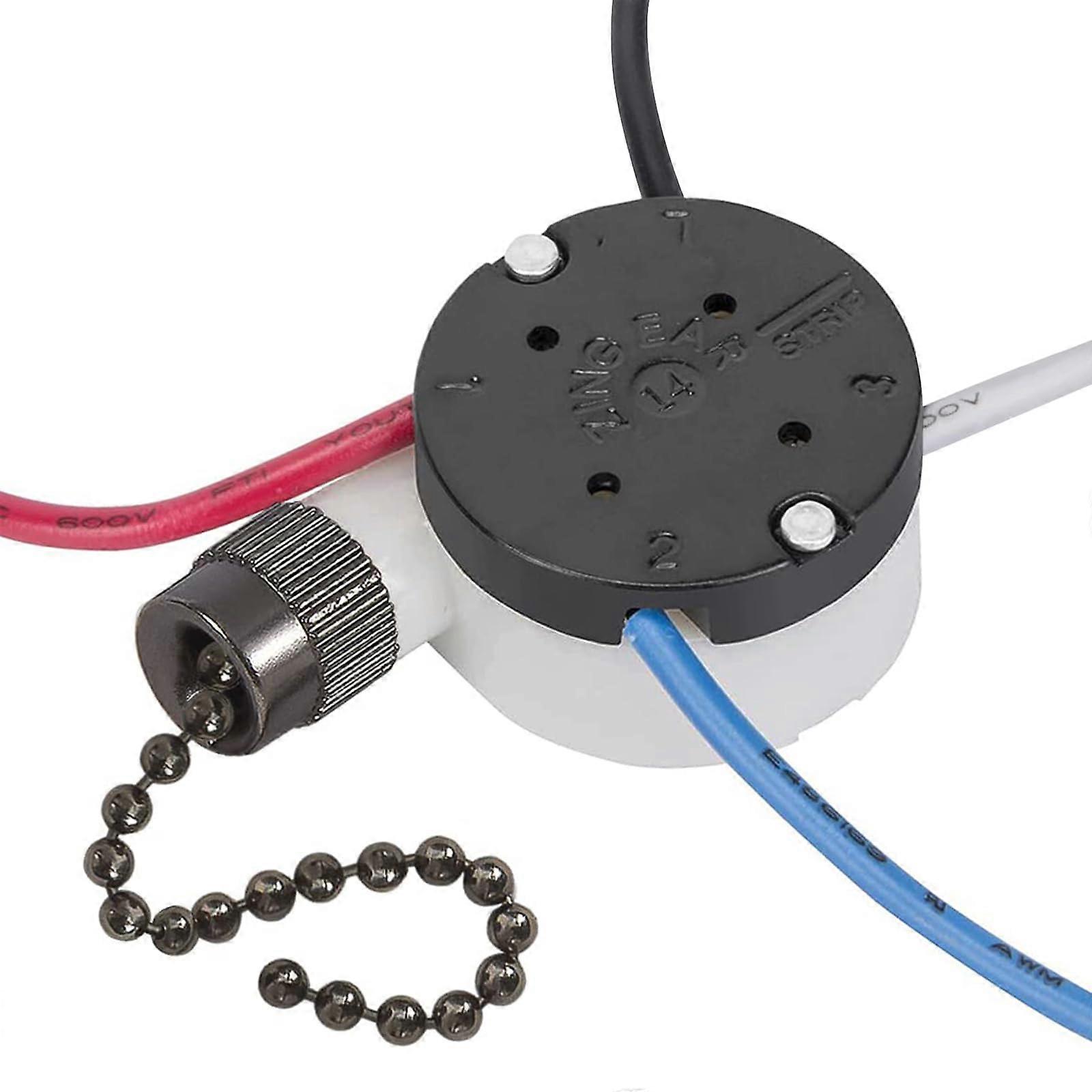 Ceiling Fan Pull Chain Switch 3 Speed 4 Wire Compatible with ZE208s Easy Install Black Chain