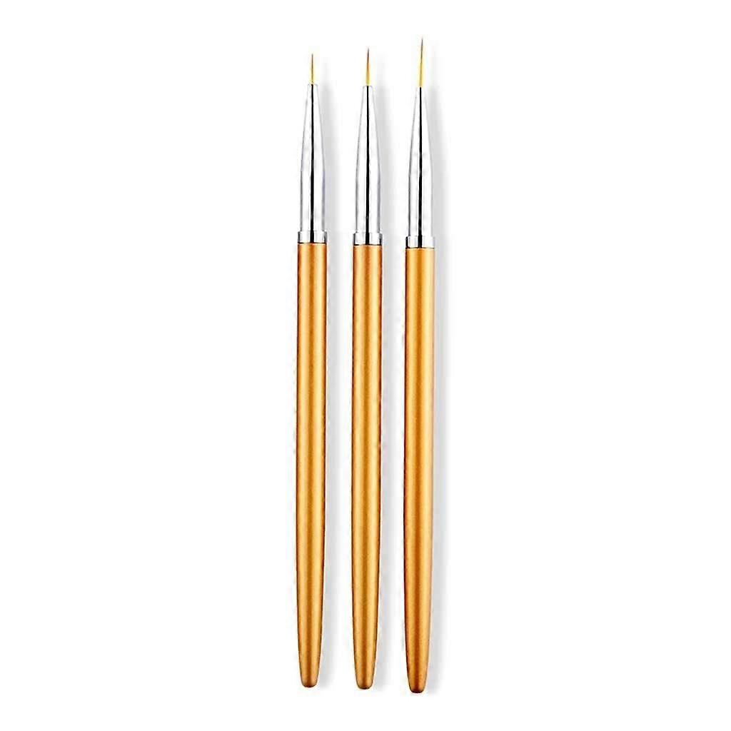 Nail Art Brushes Set 3pcs Gel Extension Round Tip with Three Bristle Lengths for Precise Application