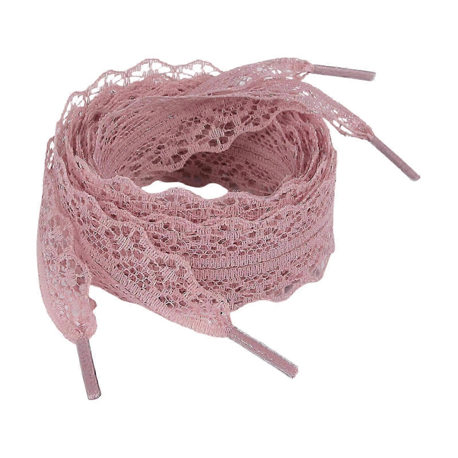 1 Pair Fashionable Lace Shoe Strings For Women And Girls Casual Shoes Sneakers 3cm Width Flat Shoestrings Purple Gray