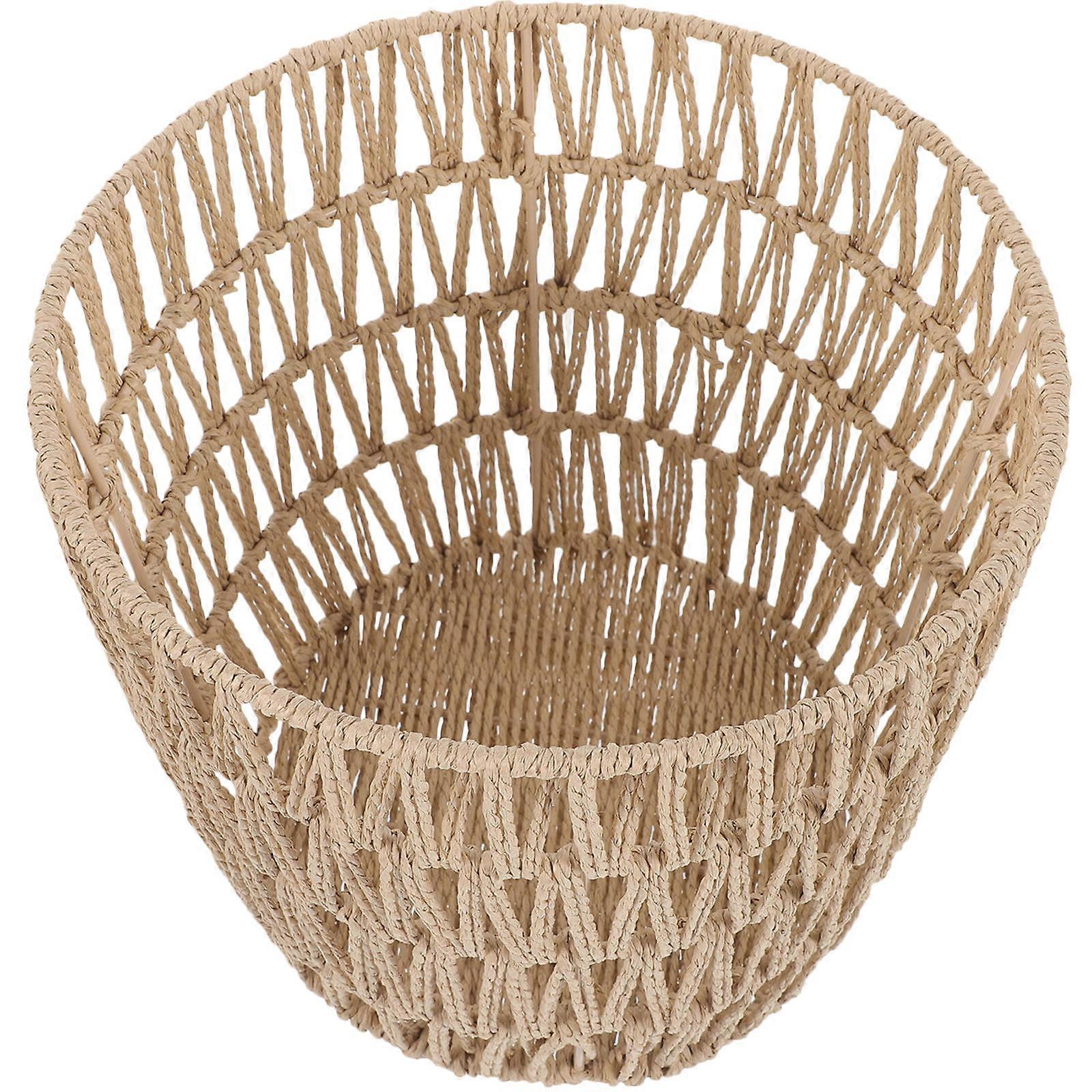 Light Brown Woven Waste Paper Bin for Storage with Material