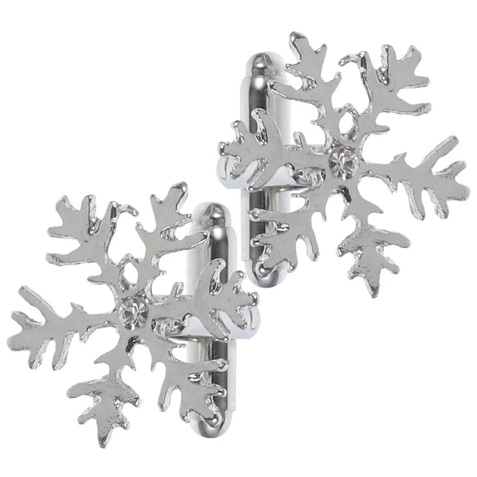 Copper Snowflake Design Cufflinks for Suit Shirt Pair Silver Gift
