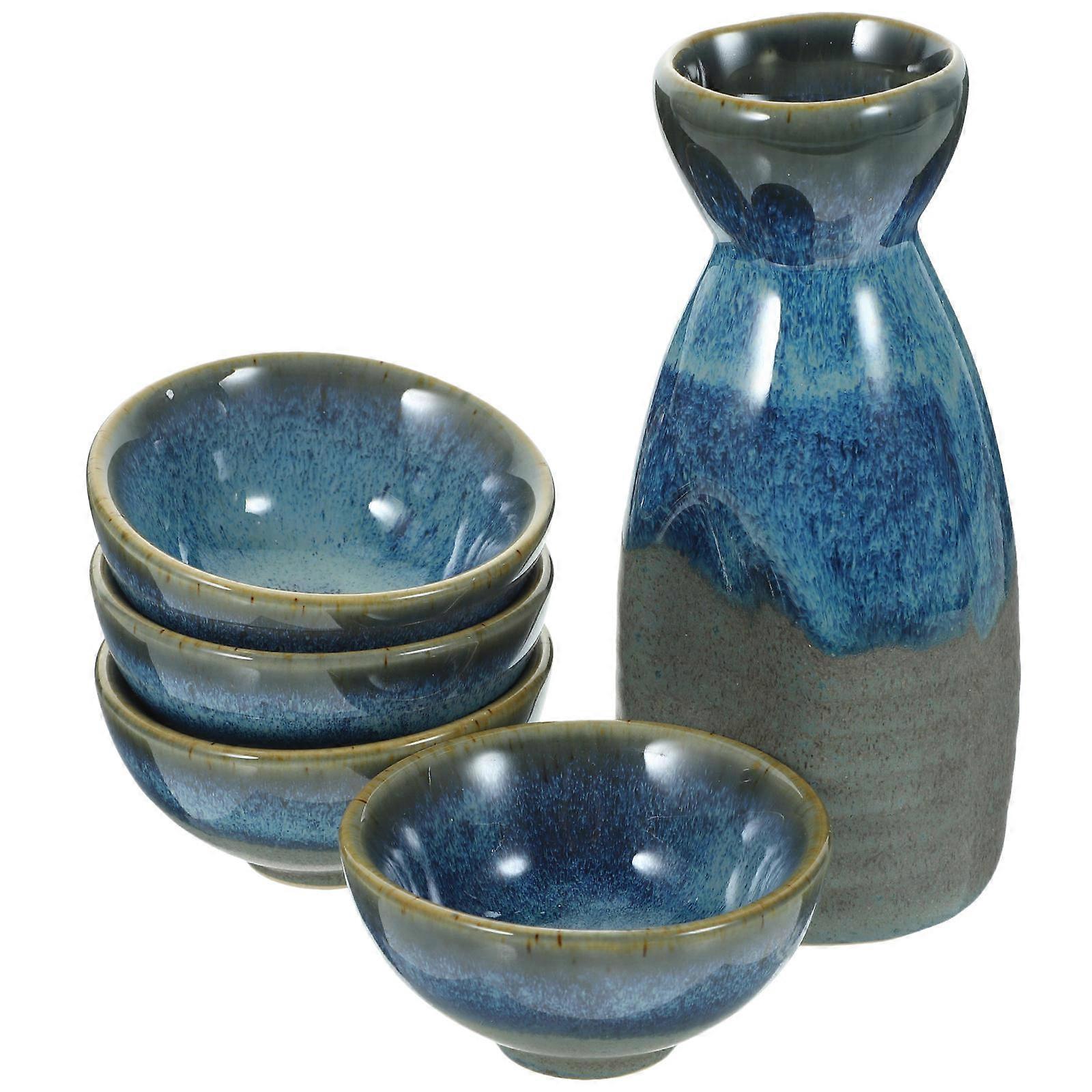 Japanese Sake Set Ceramic Sake Pot and Cups for Serving 1Set