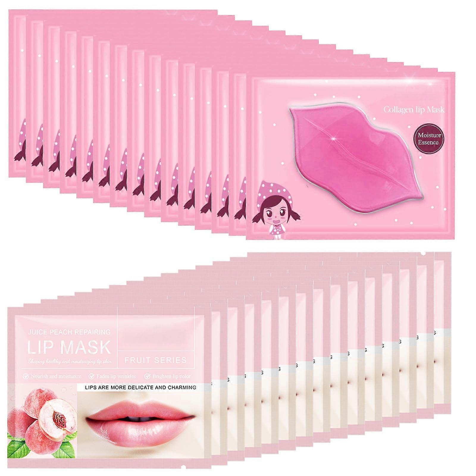 30PCS Collagen Lip Mask for Deep Hydration and AntiAging with Peach Extracts