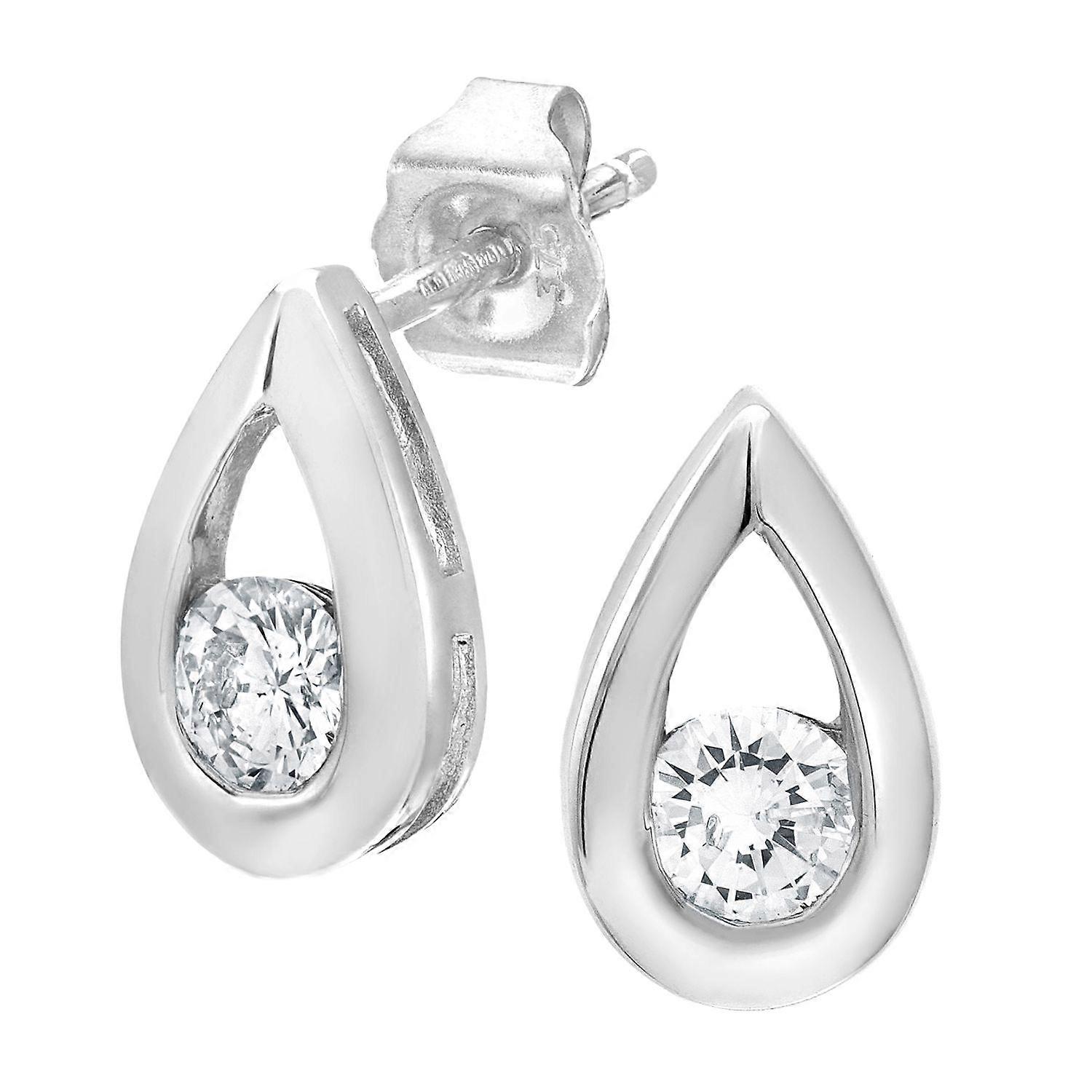 Jewelco London 9ct White Gold Round 1/3ct Diamond Solitaire Stud Earrings