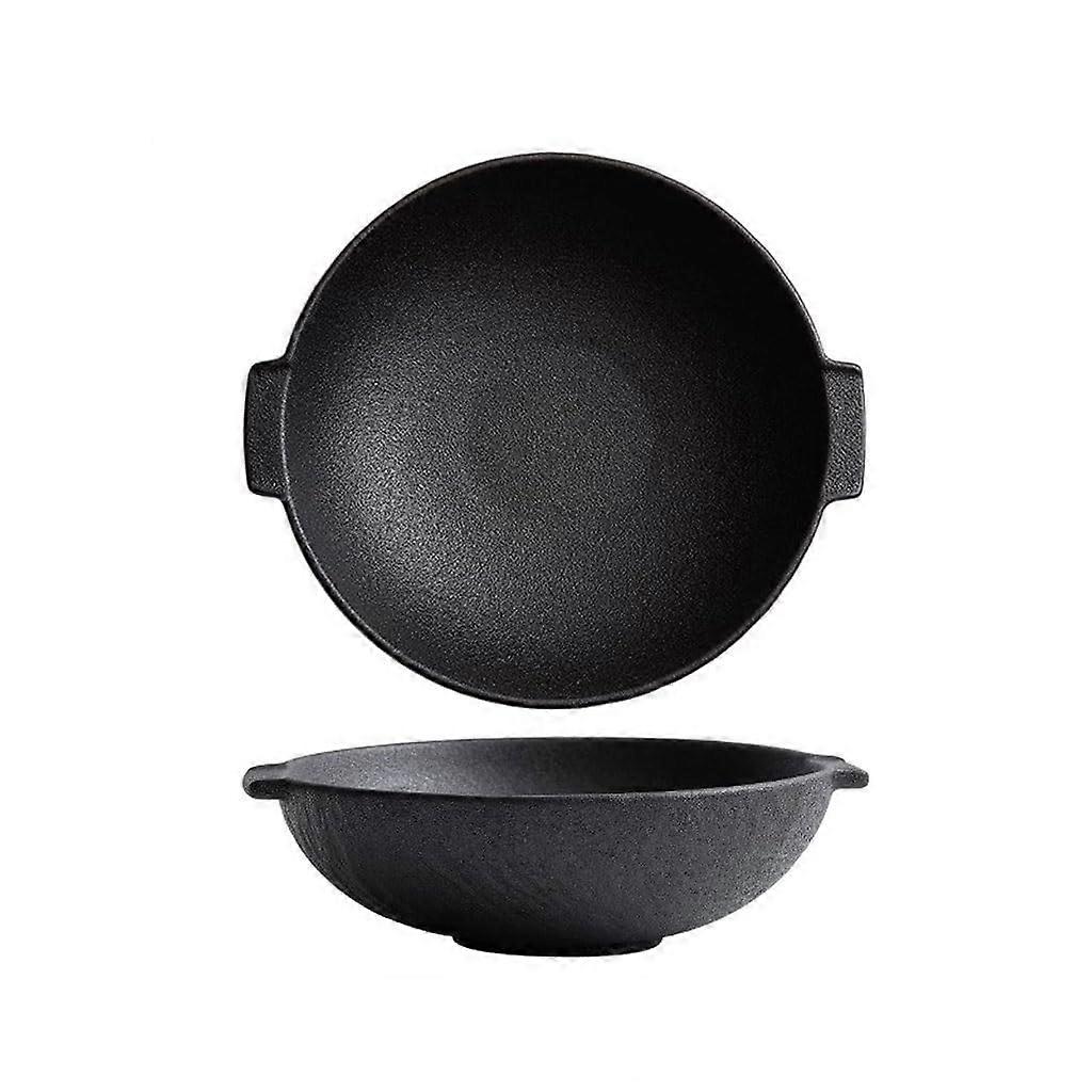 Large Double Handle Ceramic Ramen Bowl Microwave Safe Dishwasher Friendly Smooth Glazed Surface