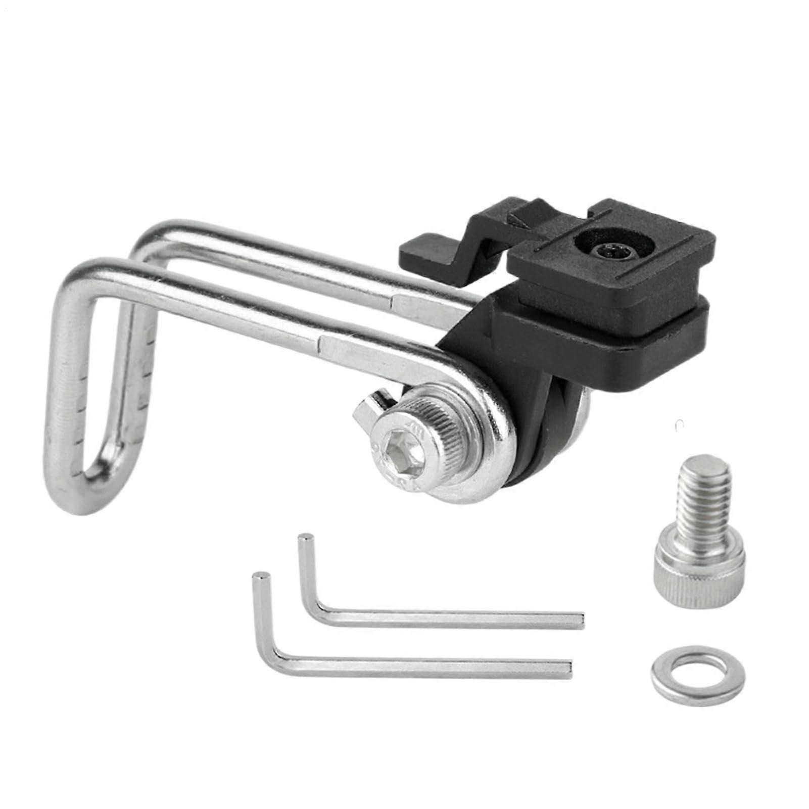 Bike Front Light Mount, Adjustable Bicycle Fork Headlight Bracket for Night Riding, Black Silver