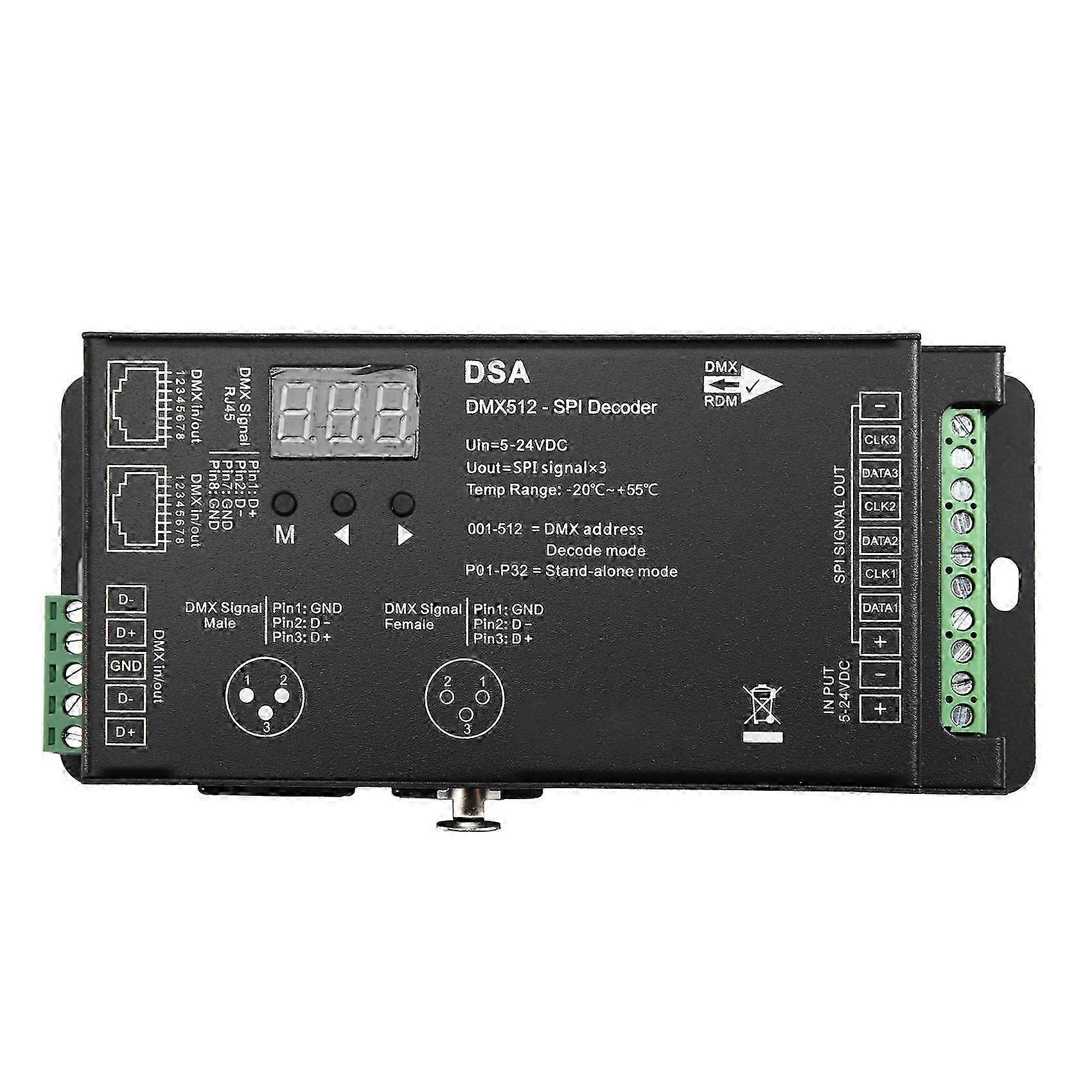 Led Pixel DMX512 to SPI Decoder for DMX Converter MAX900 Dots TTL Pixel Controller DC5V-24V