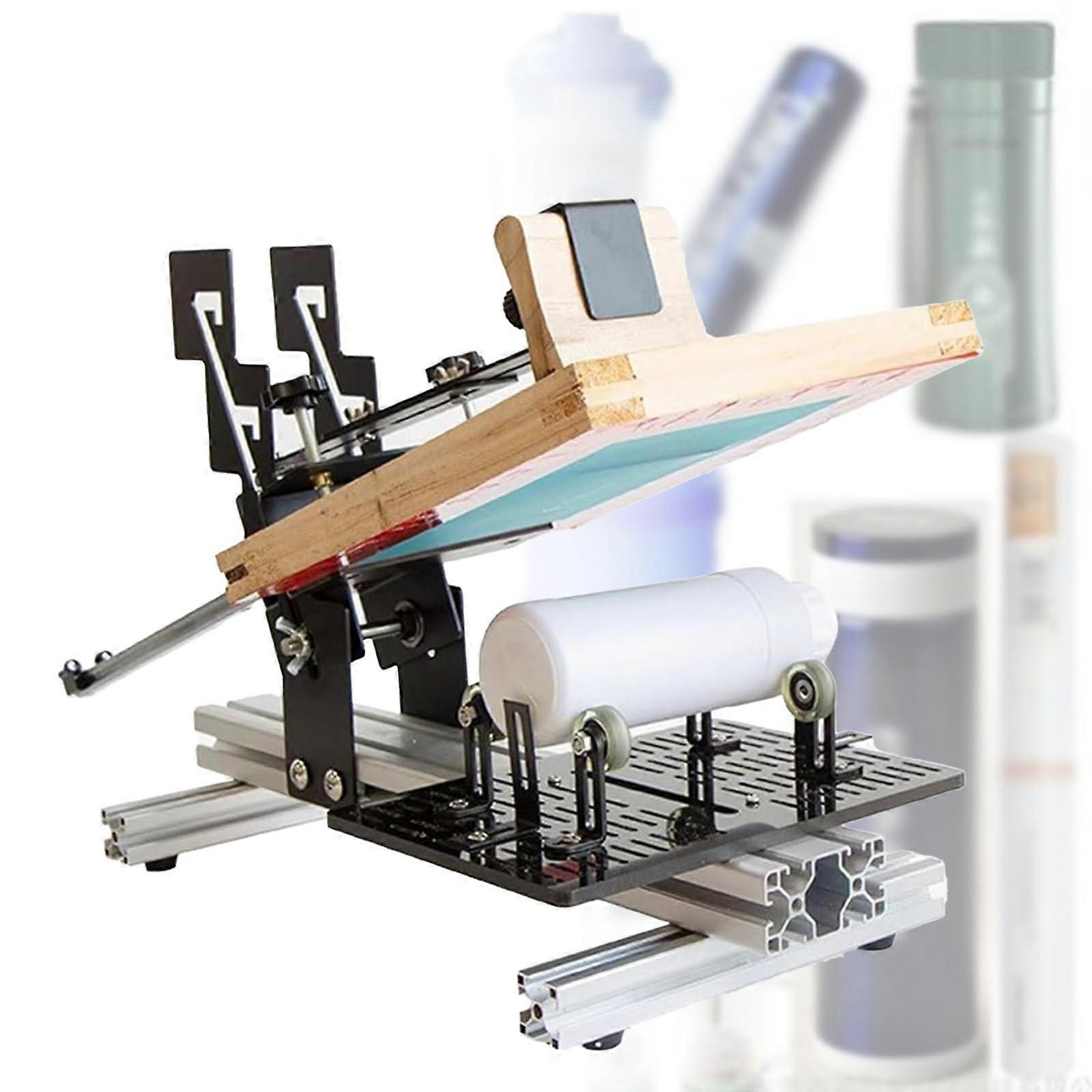 Manual Cylinder Screen Printing Machine with Adjustable Roller Height for Curved Mug and Bottle Printing