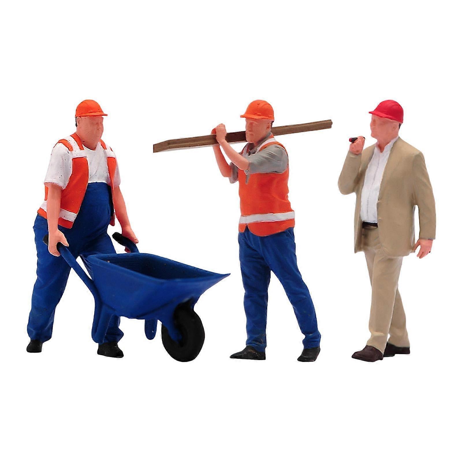 1/64 Scale Construction Worker Miniature Figures Durable Resin Set for Diorama Scene Enhancement