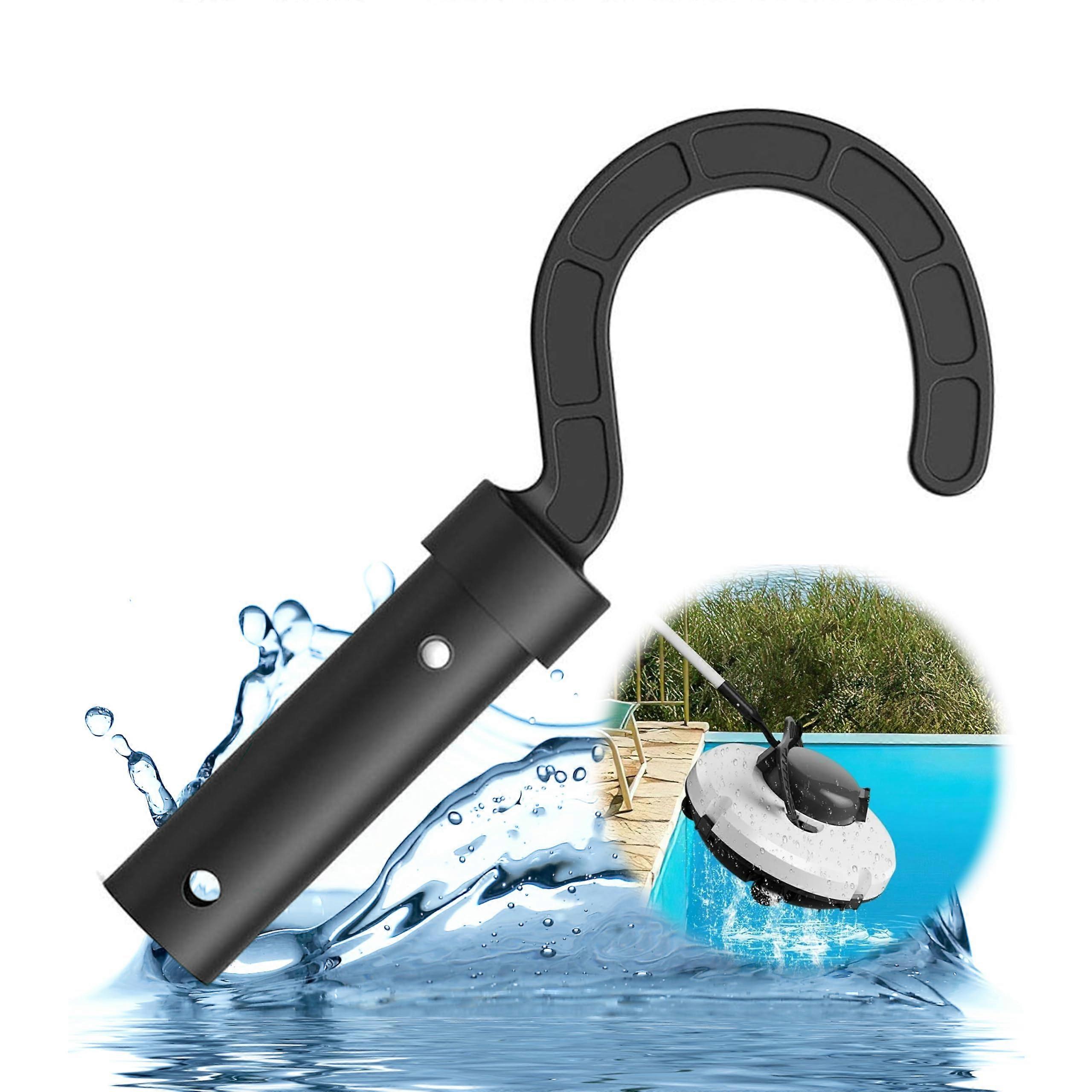 Pool Cleaner Accessory Hook for Easy Robot Retrieval, Universal Telescopic Pole Compatible, Black