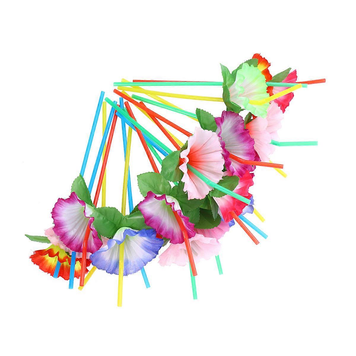 Flower Drinking Straws Flexible Bendable Straws for Party Use 24Pcs