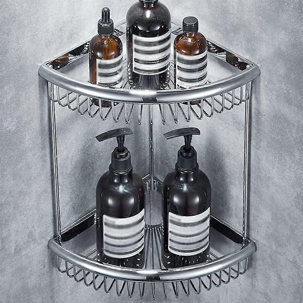 Corner Shower Caddy Solid Brass Wall Mounted Bathroom Shelf Rose Gold SpaceSaving 1 Layer