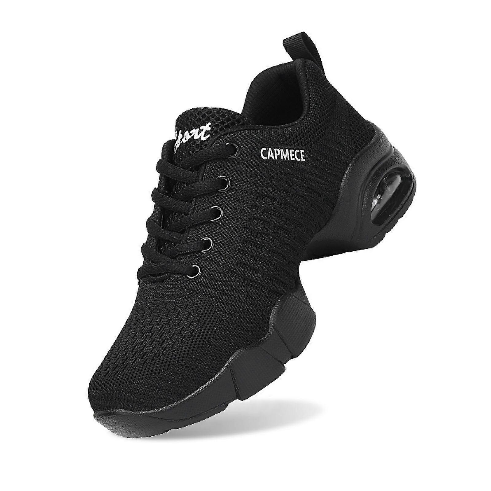 Ediodpoh Women's Sports Jazz Shoes – Lace-Up, Air Cushion, Breathable Fitness Sneakers, Black 41, compatible with dance & training