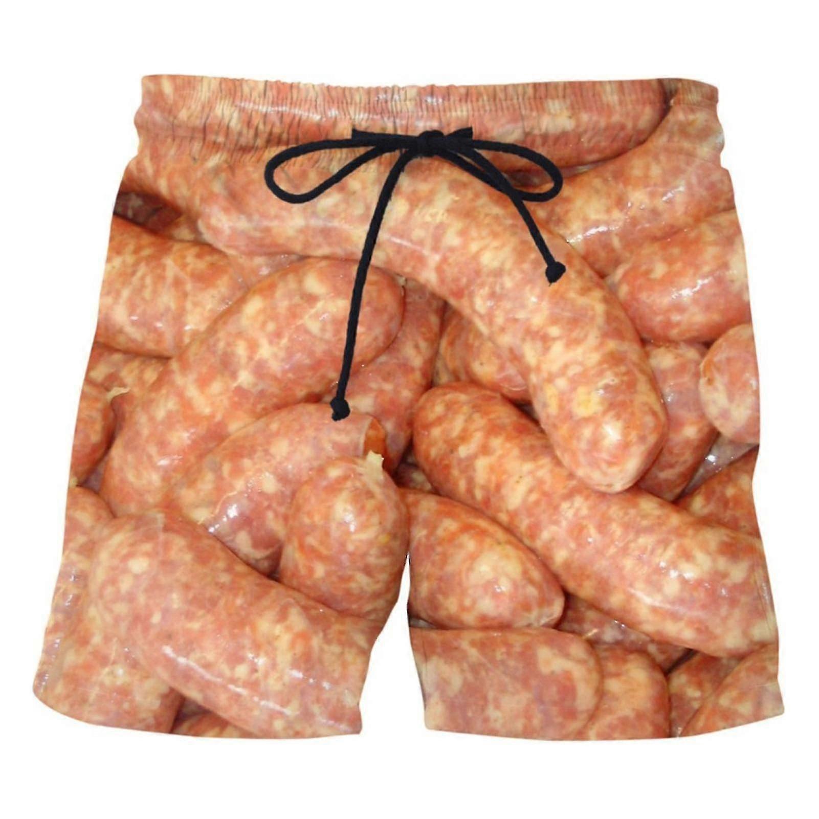 Herr Korv Tryck Breda Ben Elastiska Midja Shorts