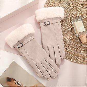 Damen-Winterhandschuhe aus Wildleder mit Kunstpelzbündchen, Touchscreen-kompatibel, zum Laufen, Radfahren, Autofahren, Skifahren und für Outdoor-Aktivitäten