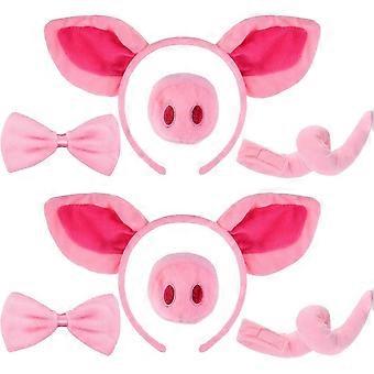 Conjunto De Accesorios De Traje De Cerdo De 8 Piezas De Orejas De Cerdo De Lujo Diadema Nariz De Cola Y Pajarita Disfraces De Cerdo Para Niños Pequeños Y Niños