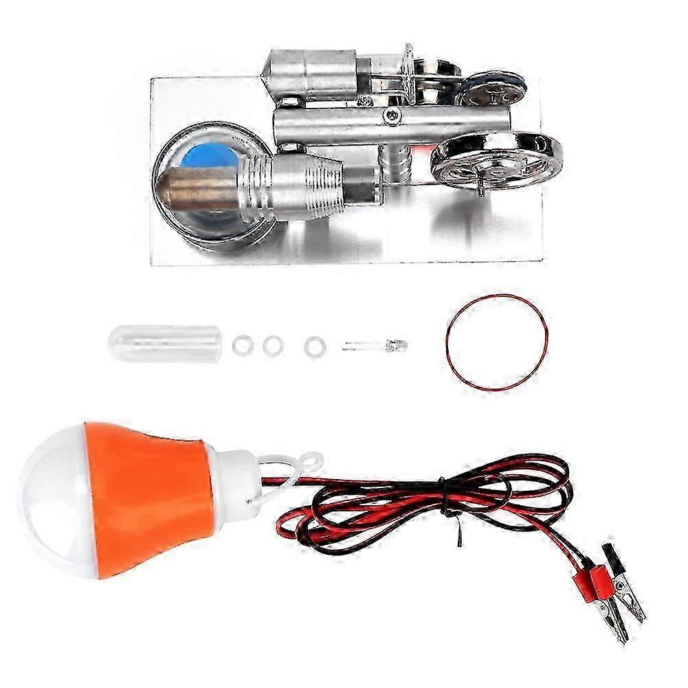 Silver T Shape Hot Air Stirling Engine: Micro Generator & Mini Steam Engine Model