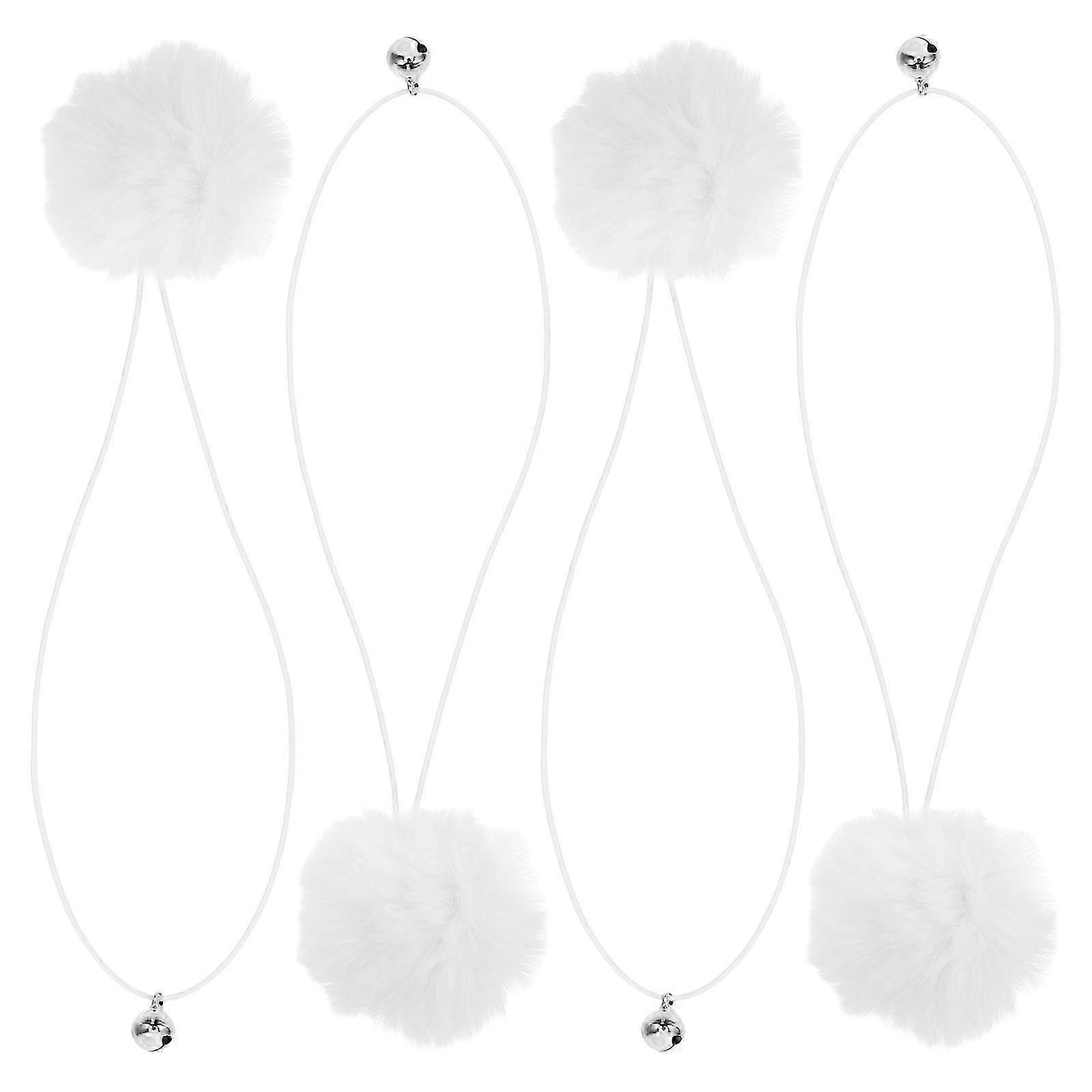4pcs Replaceable Plush Cat Dangling Toy with Bell, Interactive Hanging Balls Compatible with Cat Trees and Scratching Posts