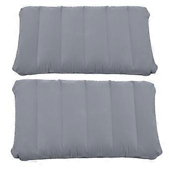 Aufblasbares Kissen, grau, ultraleicht, 2er-Pack, klein, quadratisch, aus geripptem Stoff, Luftpolster