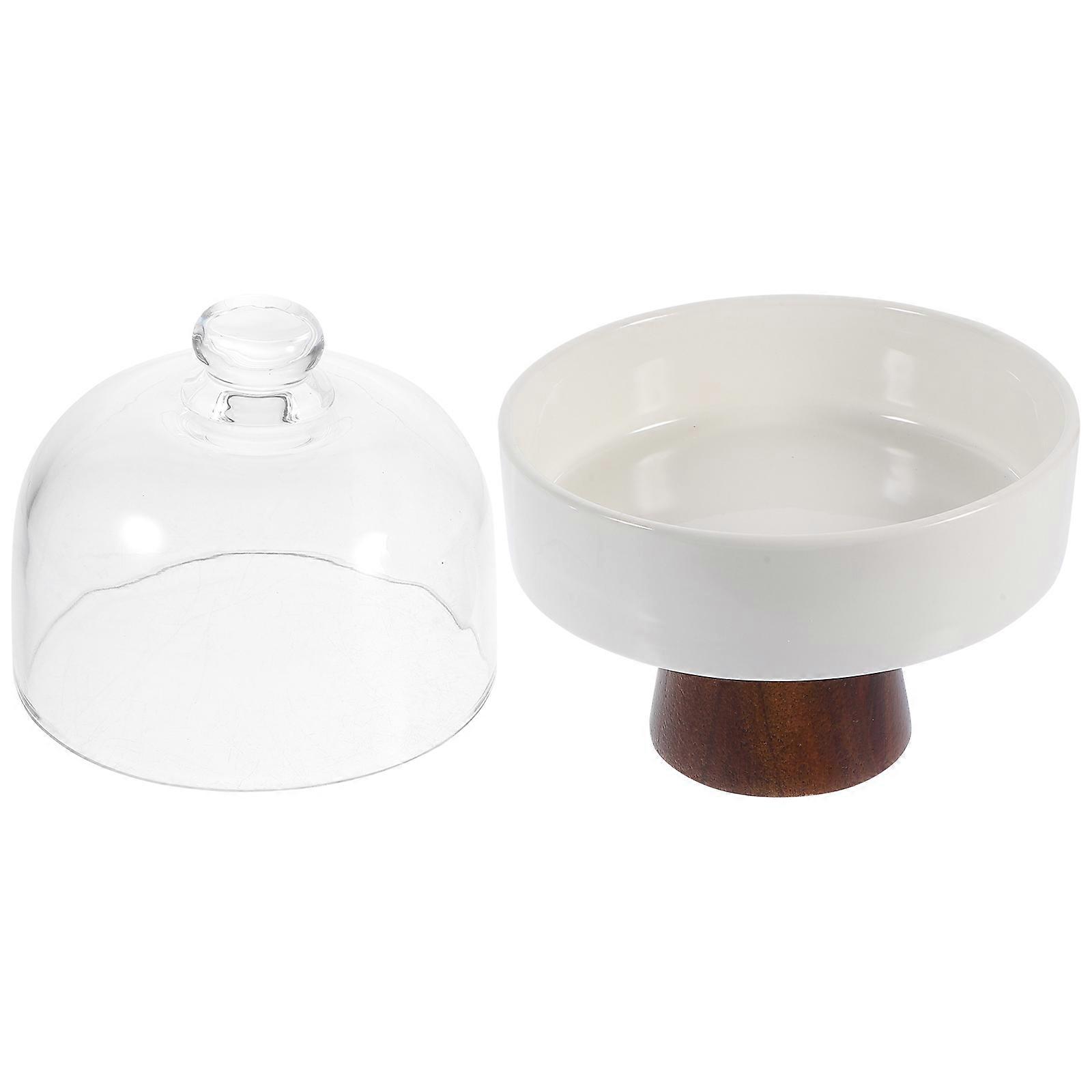 High-Footed Cake Stand for Holding Appetizer Ceramic Cake Stand with Dome