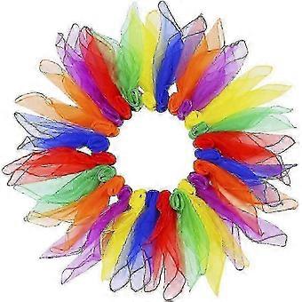 24er-Pack Jonglierhandtücher, Tanzhandtücher, Jonglierschals, Gymnastikhandtücher für Kindergarten, Kinderaufführungen, Bauchtanz, 60 x 60 cm (24 Stück)