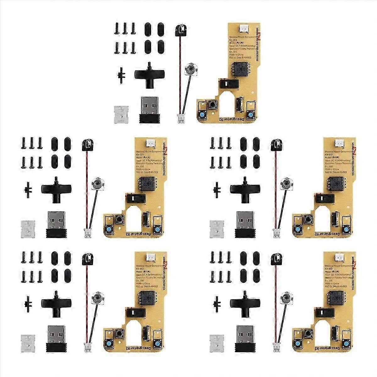 DIY 3D Printing Wireless Mouse Kit - 5-Pack Model 002, 2.4GHz Wireless, Adjustable DPI, Mute Button, Optical Sensor for Windows/Mac/Linux