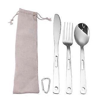 1 Set Portable Tableware Camping Cutlery Titanium Fork Cutter Spoon Titanium Tableware