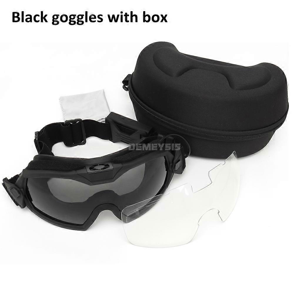 Tactical airsoft goggles with fan system, scratch-resistant and replaceable lenses