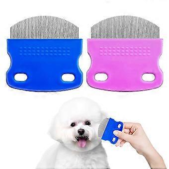 Stainless Steel Pet Eye Comb, Tear Stain Remover, Flea Lice Comb, Gentle Round-Head Grooming Tool for Cats and Dogs, 2 Pack