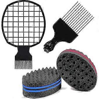 2026 Hair Sponge Brush For Twists,4 In 1 Afro Twist Comb Set, Afro Pick Pik Comb,coils Wave Hair,curls Dread Afro Hair Suitable Home And Ba