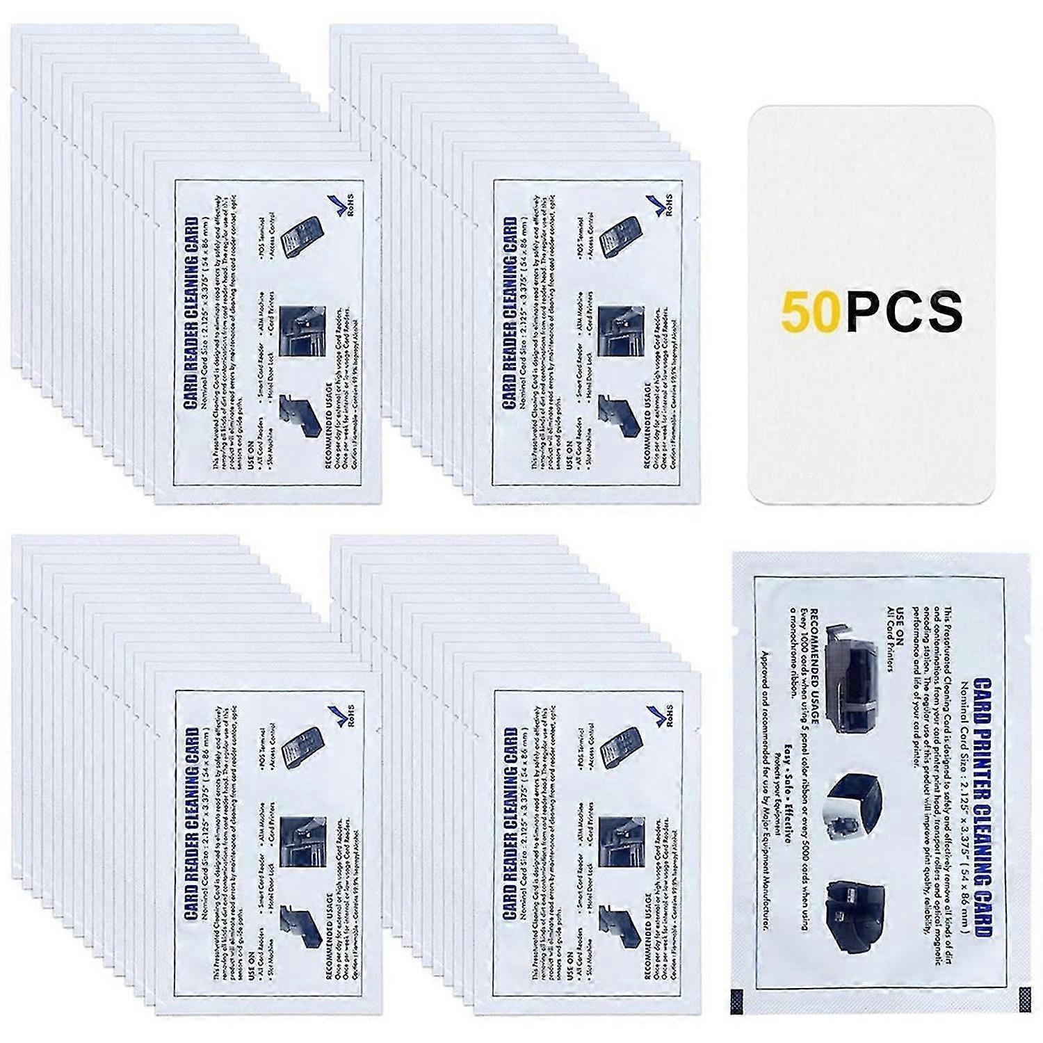 CR80 Card Reader Cleaning Cards, 50PCS Dual Side Card Reader Cleaner