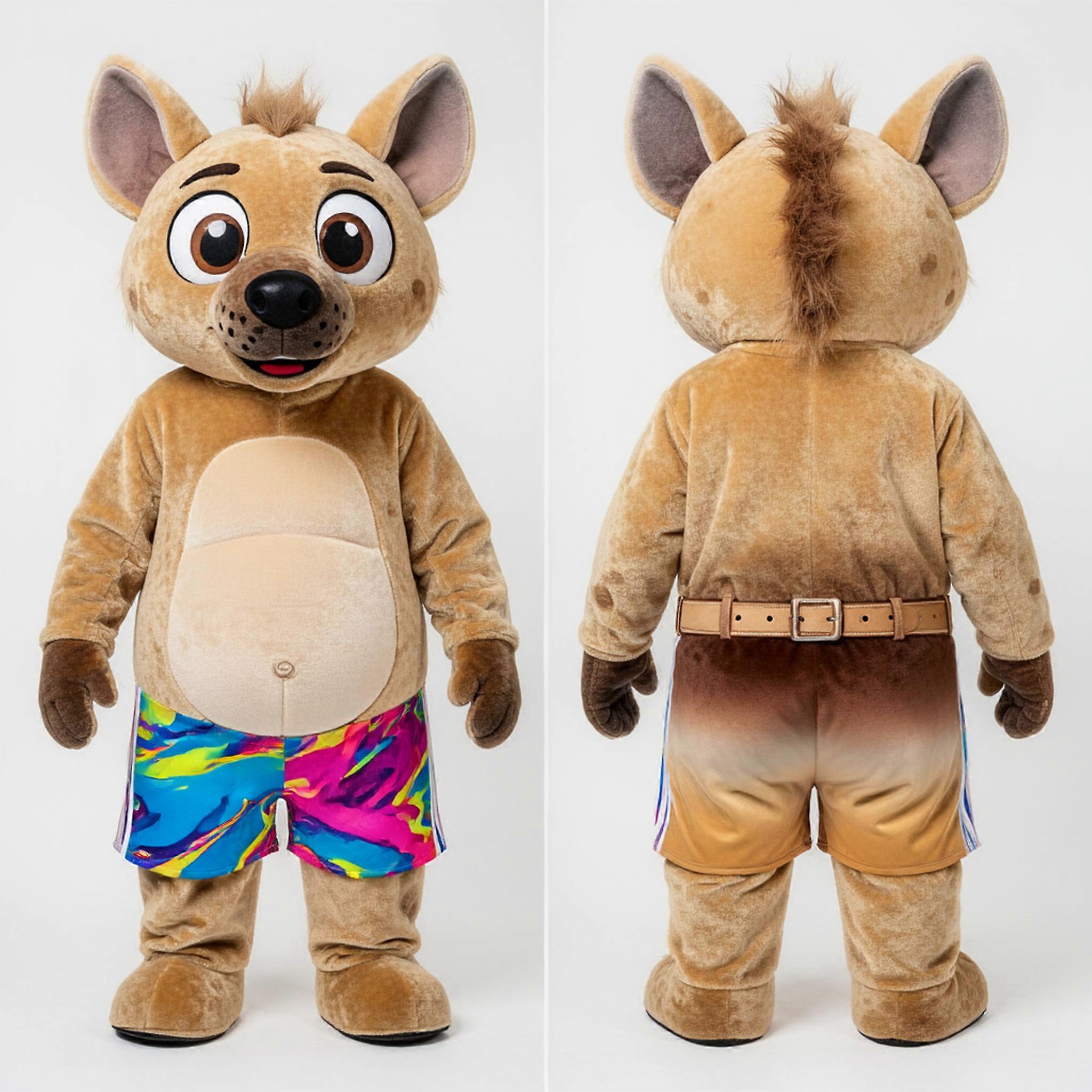 MASTICOT Tan Velvety Hyena Mascot