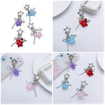 Multicolor Phone Lanyard Jelly Star Pendant Keychain Anti-Lost Phones Chains Stylish Cellphones String Straps Accessory Blue